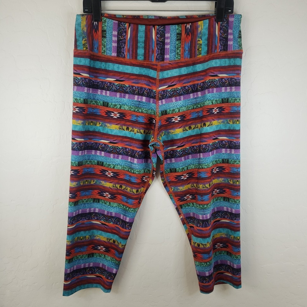 Territory Ahead Leggings Women's Large Capri Pants Colorful Striped‎ Stretch